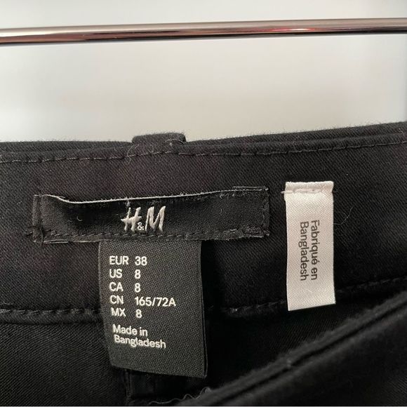 𝅺[8] H&M Classic Black Straight Leg Trousers Workwear Dress Pant w/ Belt Loops - Picture 10 of 10